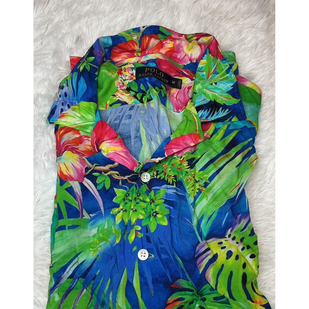 Polo Ralph Lauren Men's M Hawaiian Floral Short Sleeve Button Down Shirt
